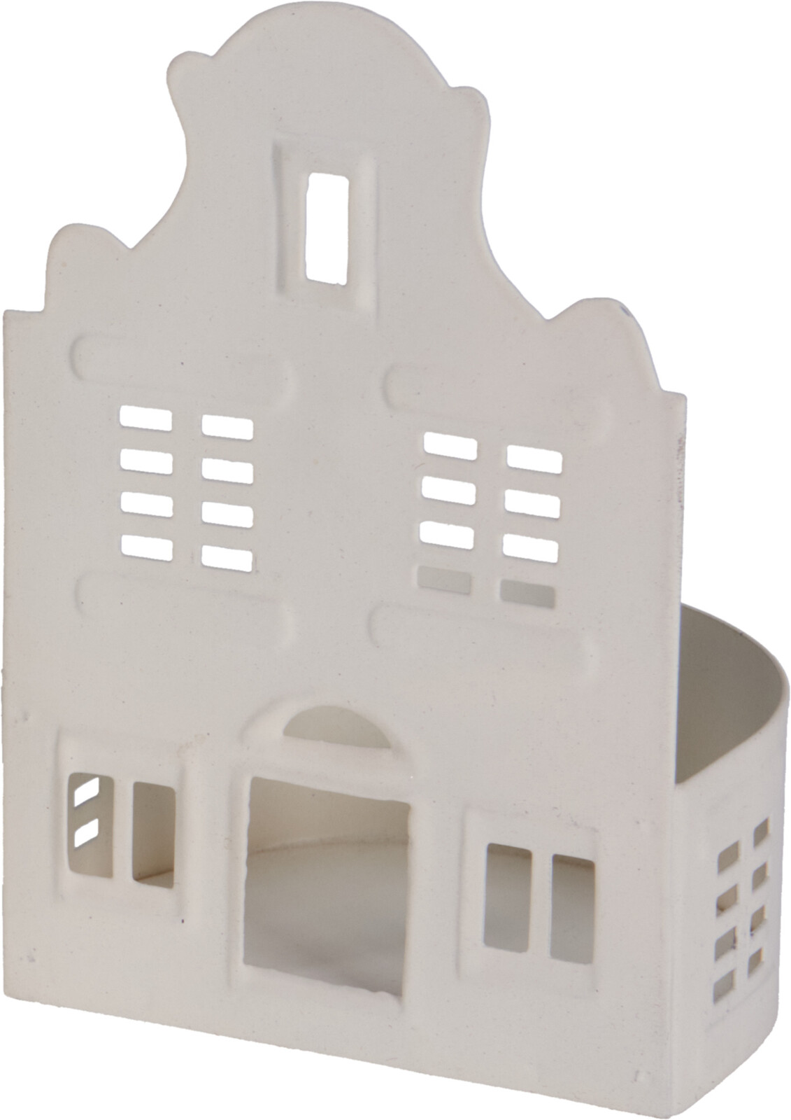 Theelichthouder Huis 12cm 3 assorti - Wit