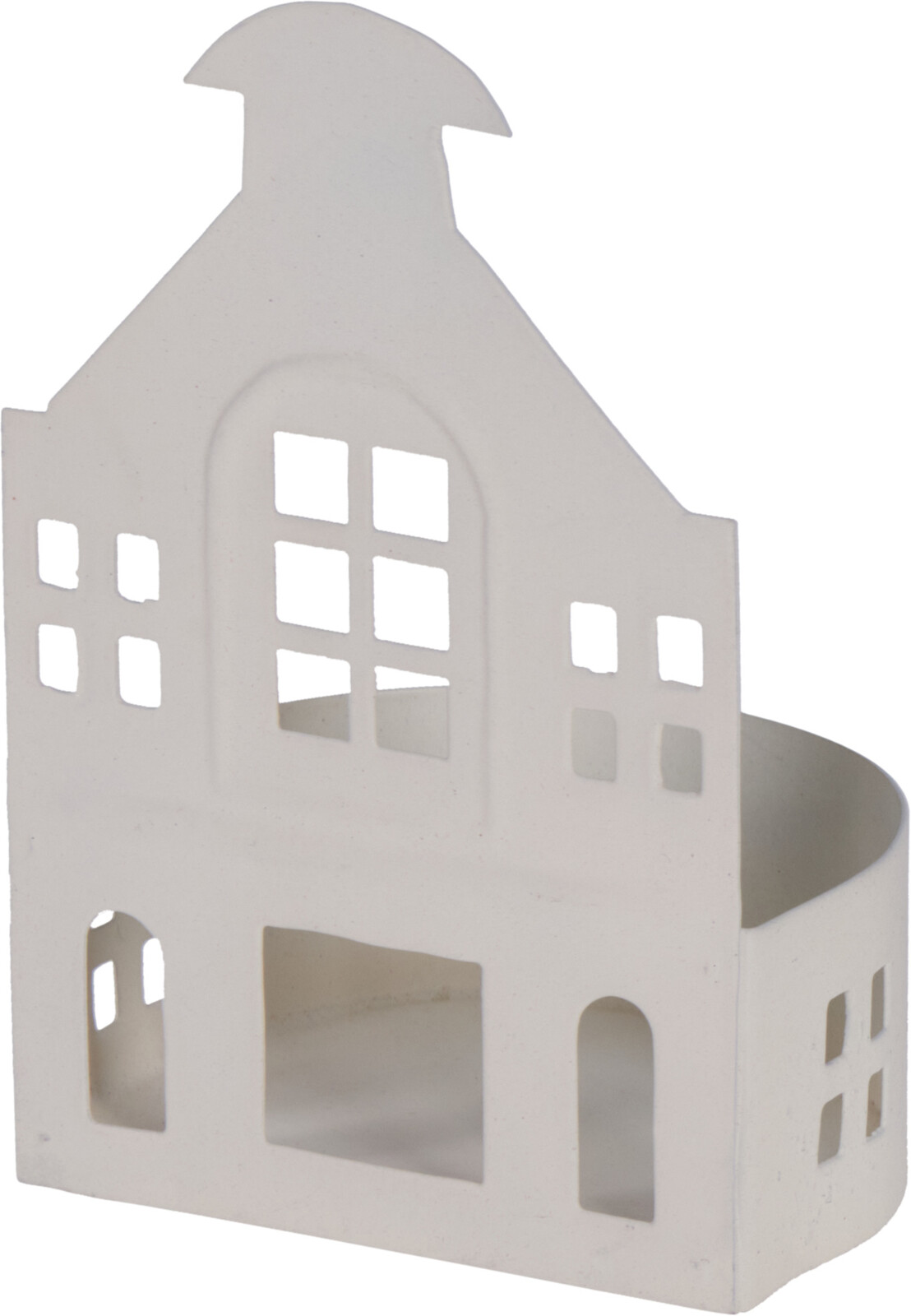 Theelichthouder Huis 12cm 3 assorti - Wit