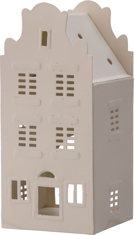 Theelichthouder Huis 17cm 3 assorti - Wit