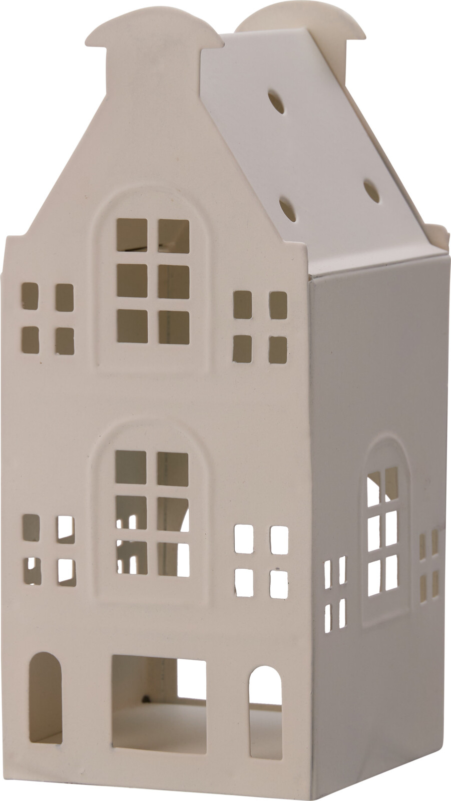 Theelichthouder Huis 17cm 3 assorti - Wit