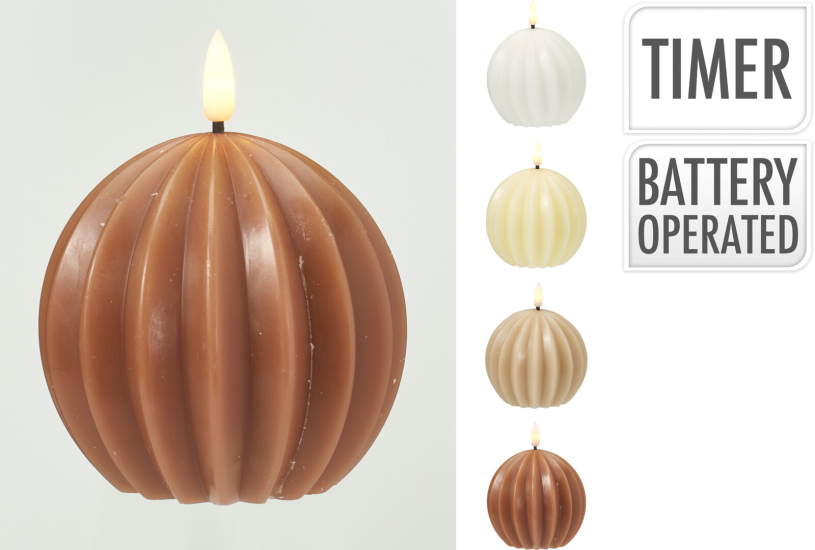 Waxkaars LED Bol Nudes 10cm 4 assorti