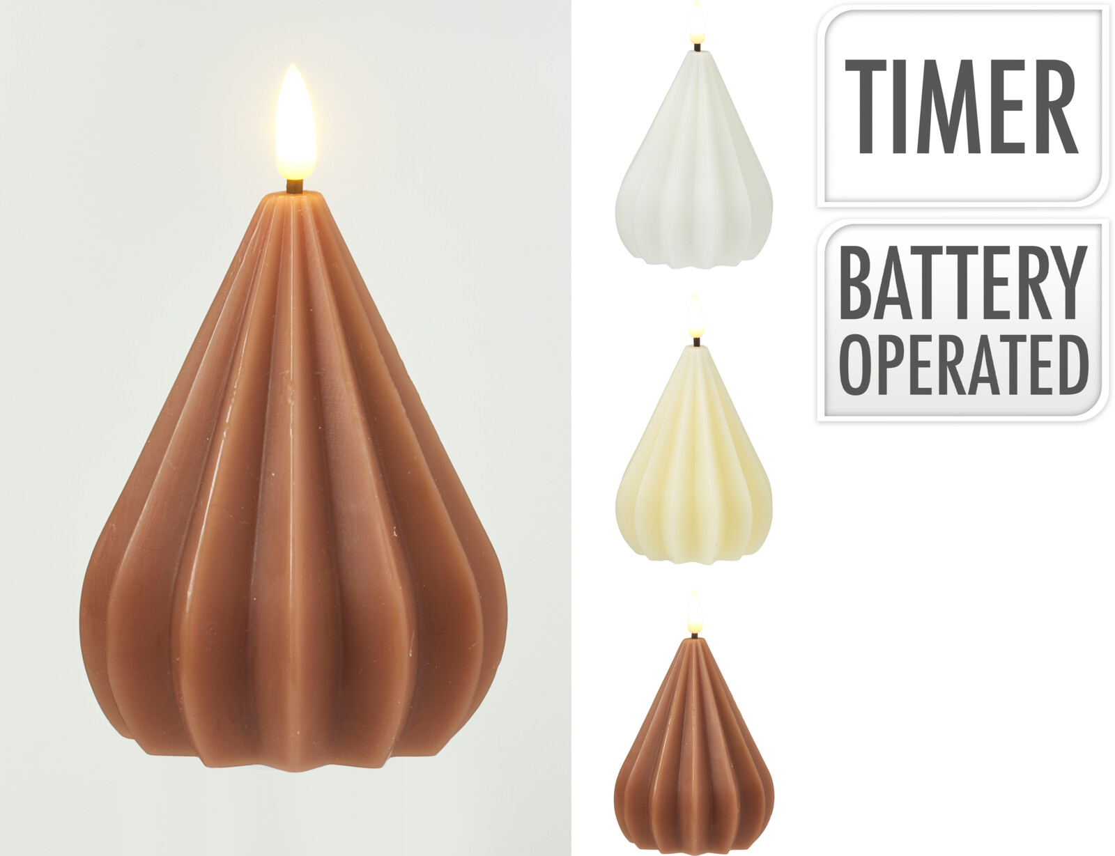 Waxkaars LED Kegel Nudes 12cm 4 assorti