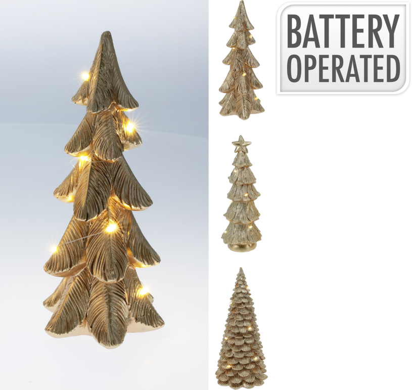 Kerstboom met LED Goud 21cm 3 assorti