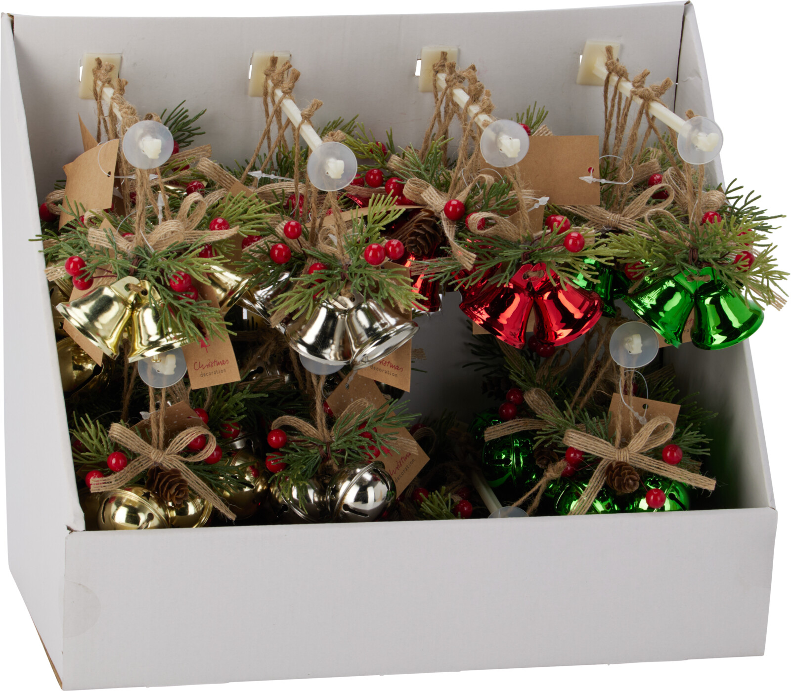 Hangdeco Metalen Bel Ornament 8cm 6 assorti