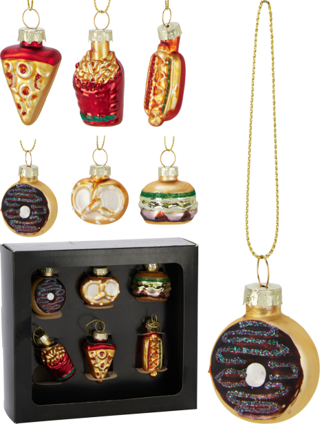Hangdeco Eten glas 5cm set 6 stuks