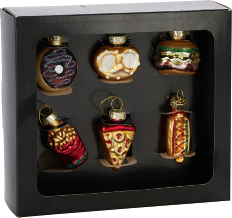 Hangdeco Eten glas 5cm set 6 stuks