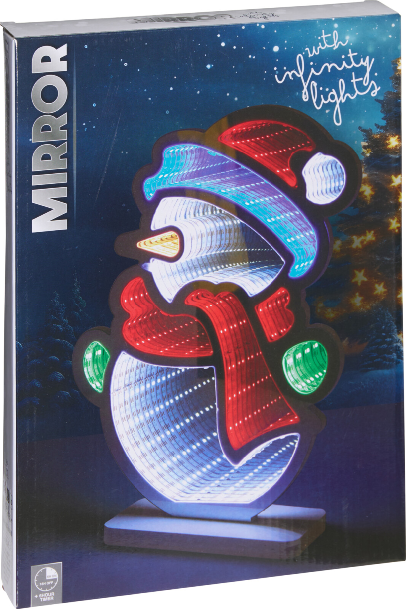 Infinity Spiegel Kerstfiguren met LED 18x28cm 3 assorti