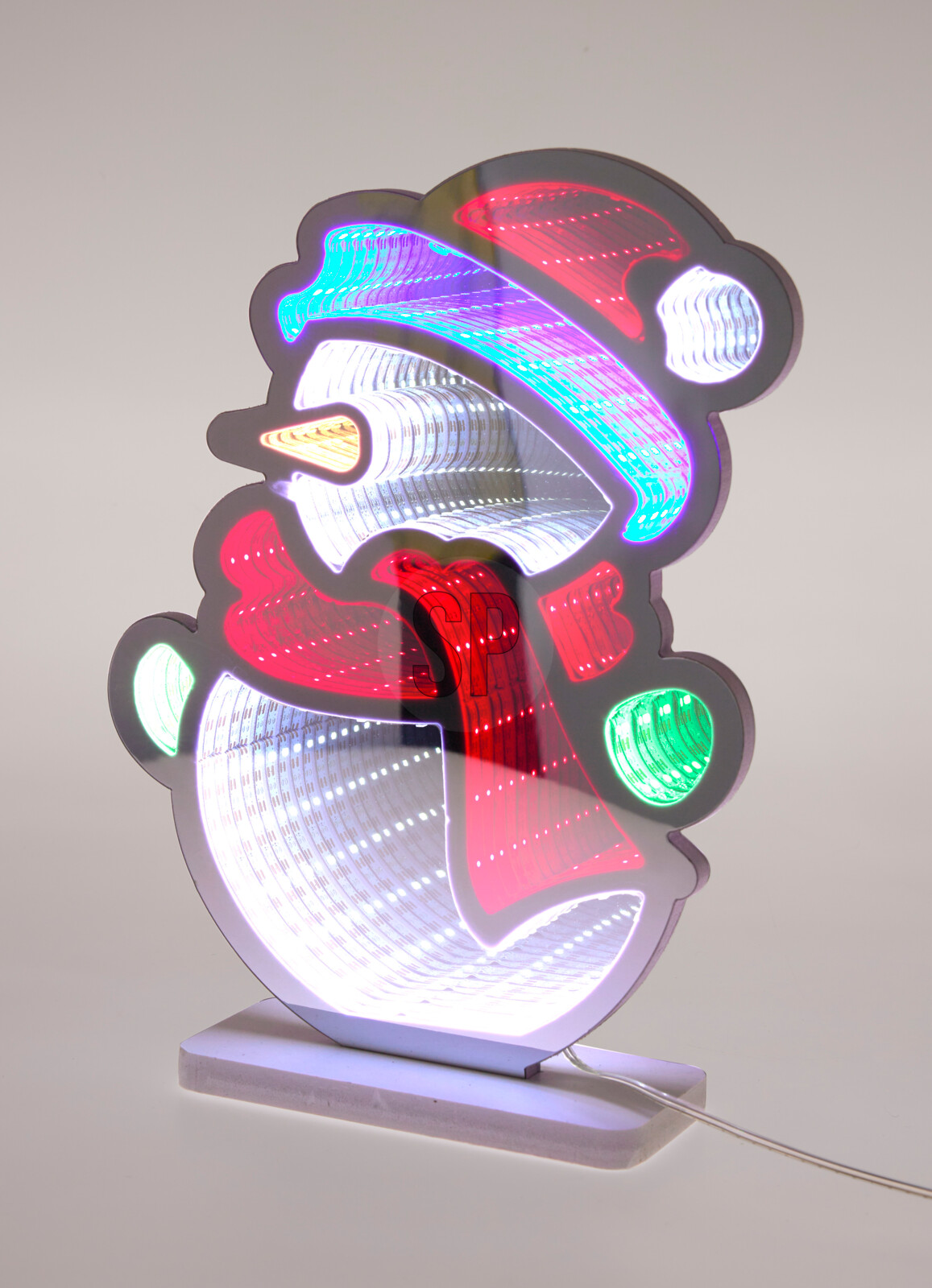Infinity Spiegel Kerstfiguren met LED 18x28cm 3 assorti