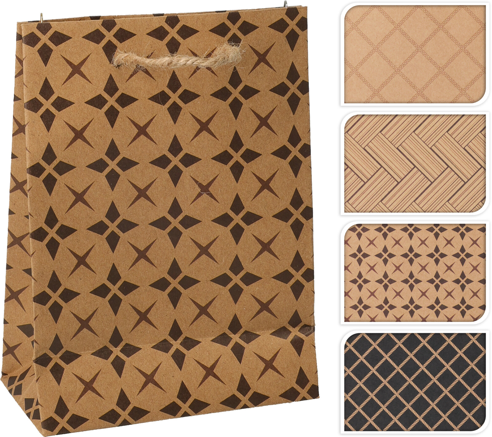 Geschenktas Kerst Kraft 16cm 4 assorti