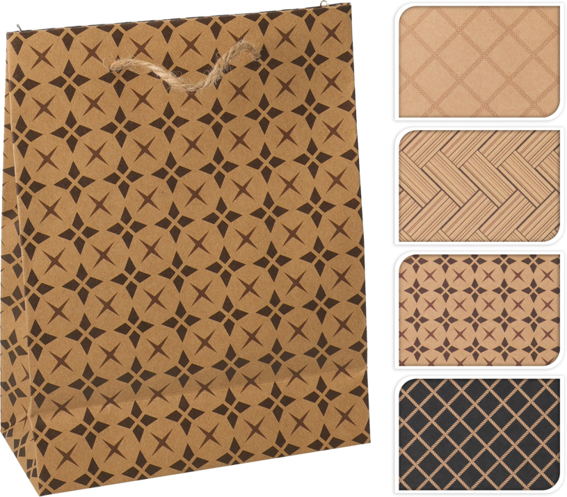 Geschenktas Kerst Kraft 23cm 4 assorti