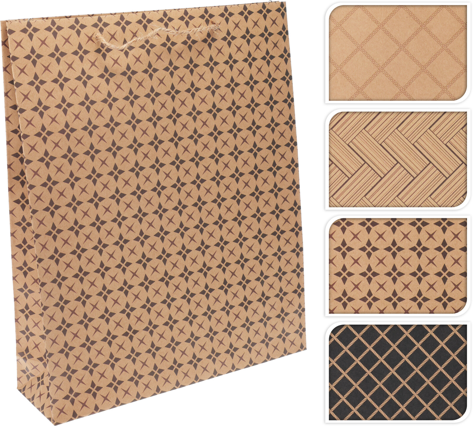 Geschenktas Kerst Kraft 35cm 4 assorti