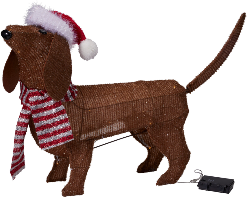 LED Figuur Teckel met muts 70cm B/O