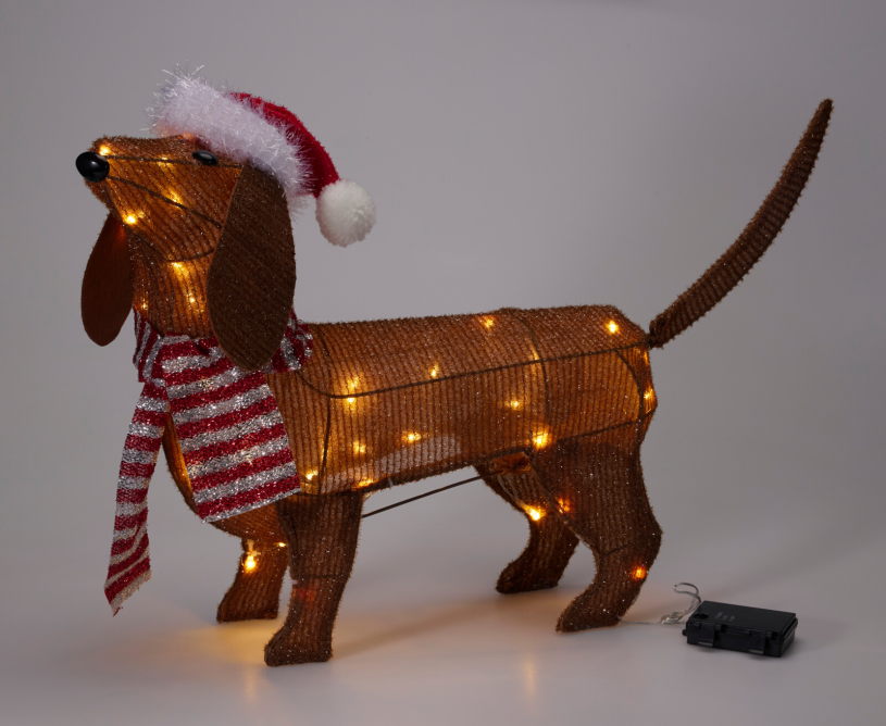 LED Figuur Teckel met muts 70cm B/O