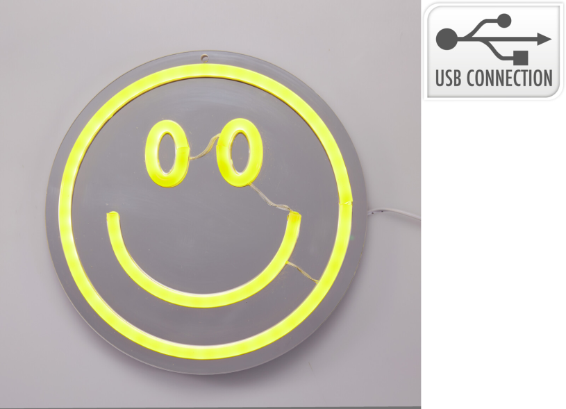 Spiegel Neon Smiley 20x20cm