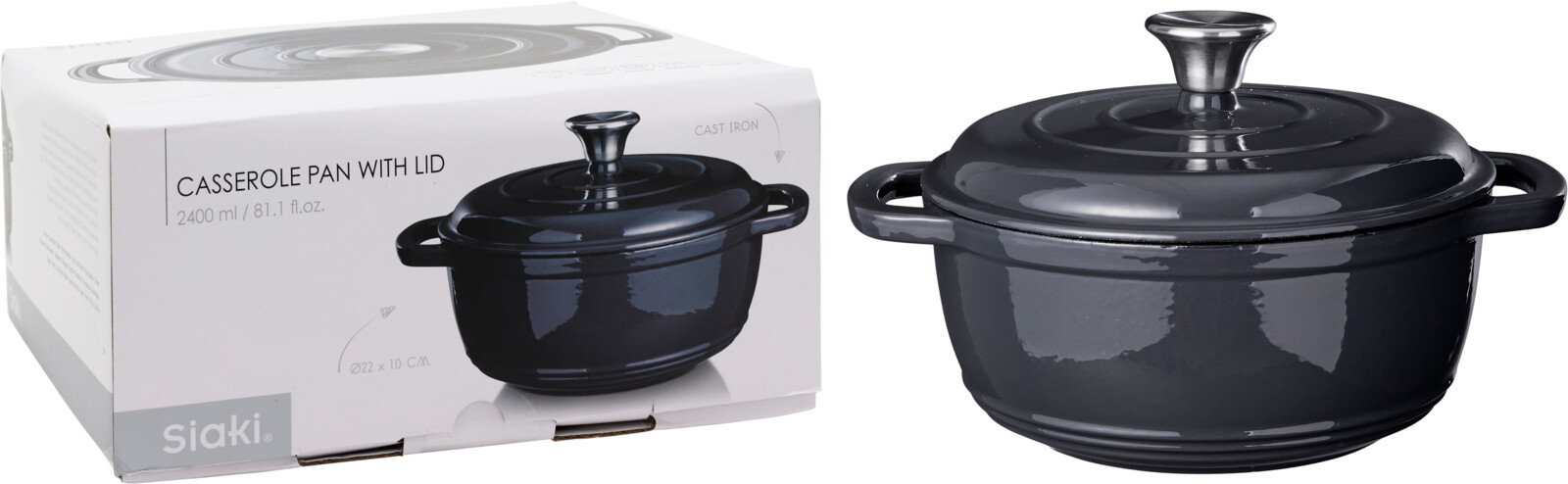 Braadpan Gietijzer 22cm - grijs