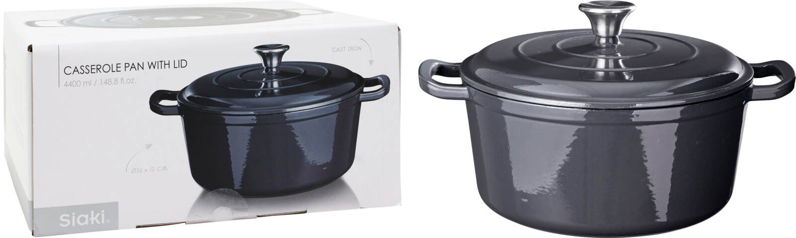 Braadpan Gietijzer 26cm - grijs
