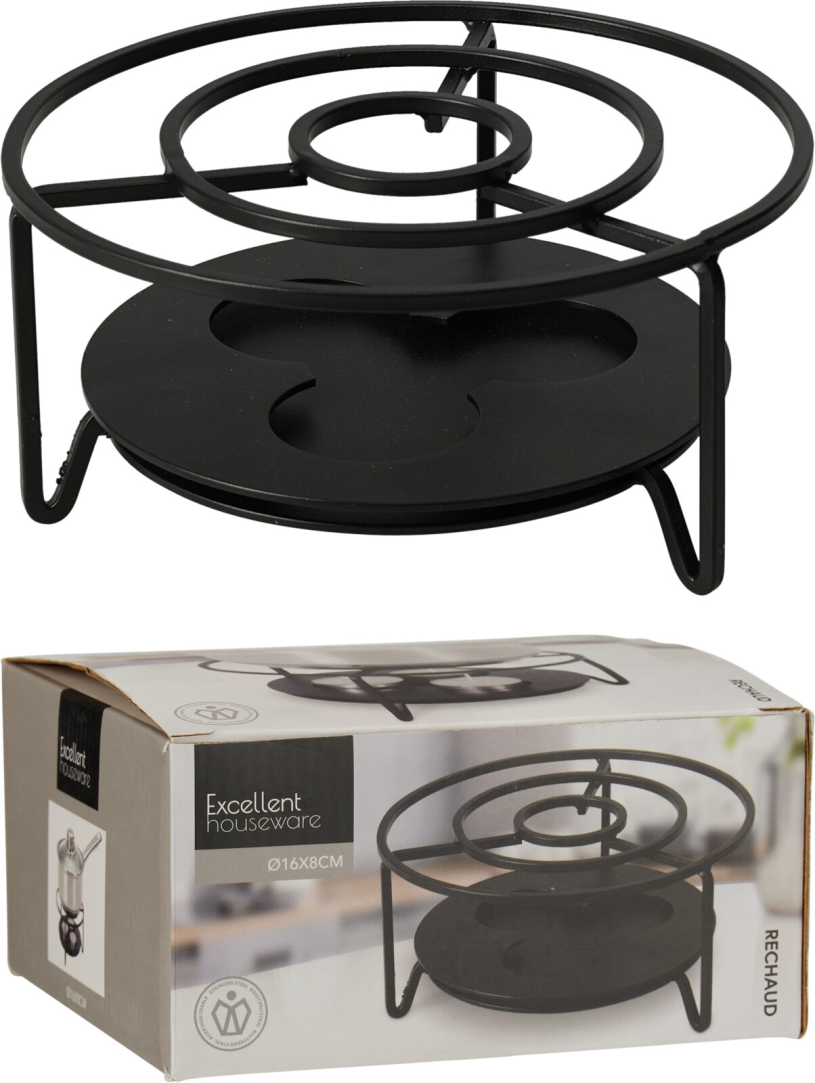 Rechaud RVS 160x80mm - zwart