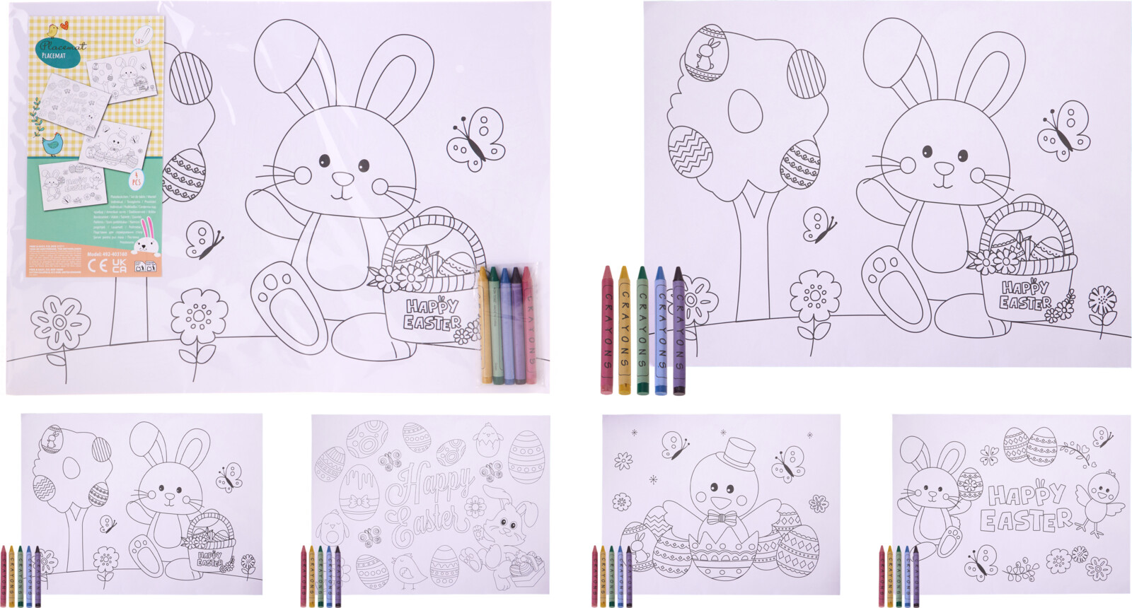 Kleur je eigen placemat pasen 4 stuks