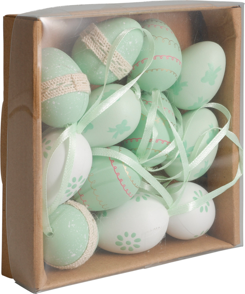 Paasei hangdeco 4cm 12 stuks in doos assorti