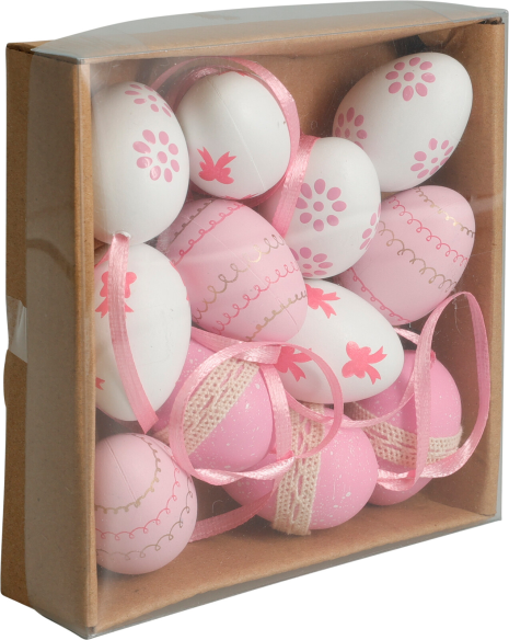 Paasei hangdeco 4cm 12 stuks in doos assorti