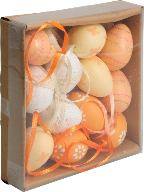 Paasei hangdeco 4cm 12 stuks in doos assorti