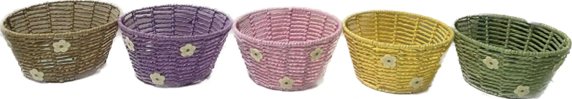 Mandje met bloemen 20x10cm assorti