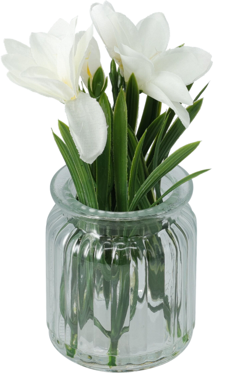 Bloem in glazen pot 7x18cm assorti