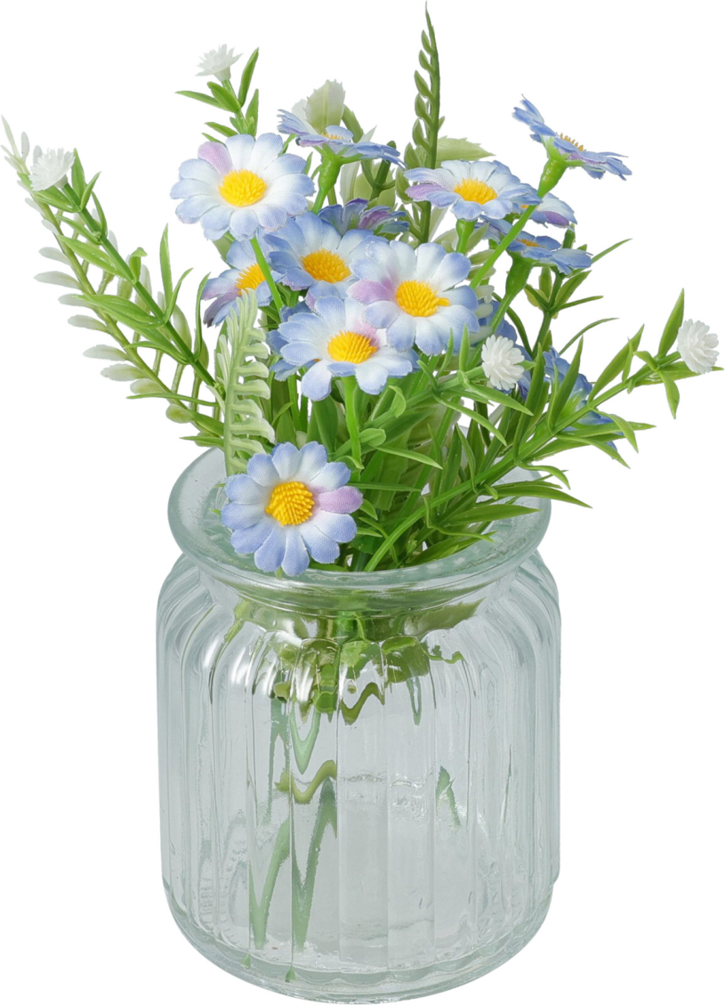 Bloem in glazen pot 7x18cm assorti