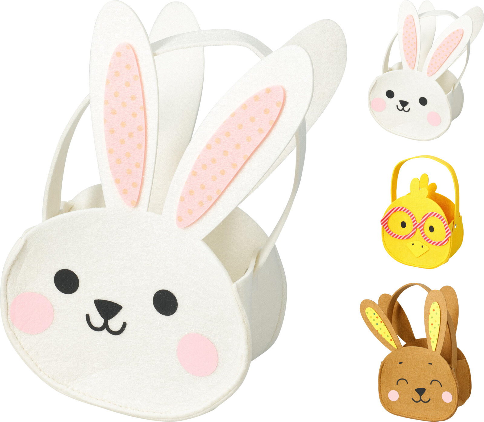 Paasmandje vilt 195x100x285mm 3 assorti