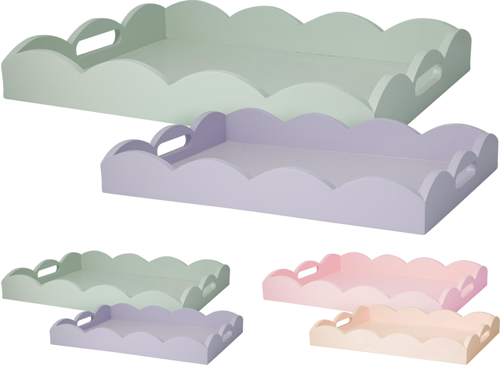 Dienblad Cloud pastel 40x30cm en 25x35cm set 2 stuks ass.