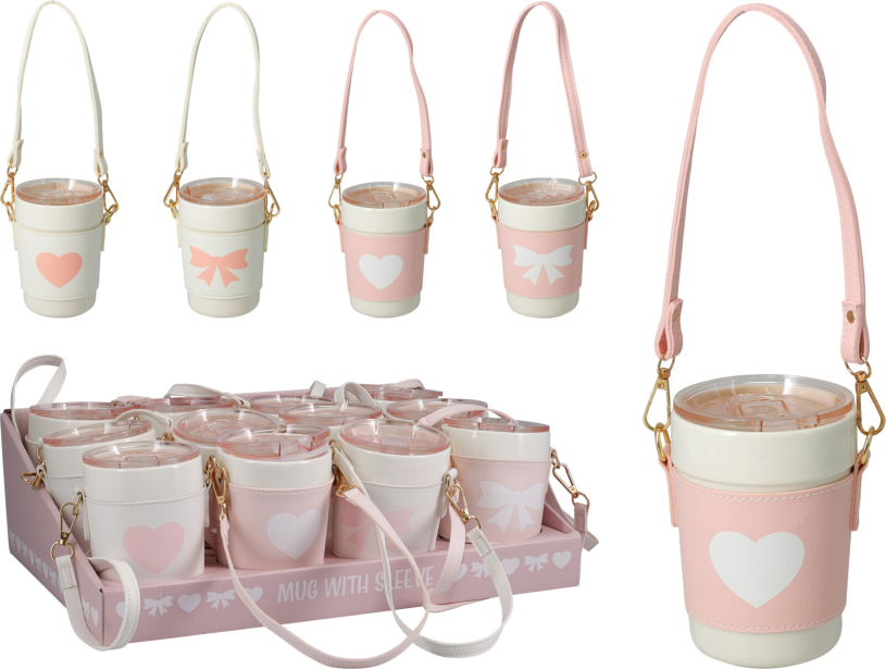 Thermobeker aardewerk 420ml met deksel en draagriem