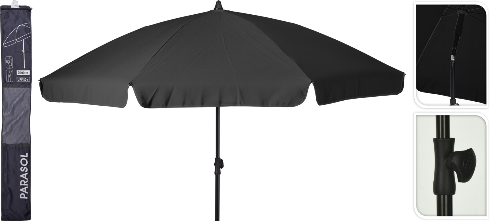 Tuinparasol 200cm - antraciet