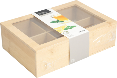 Theedoos Bamboe 24x16x7cm 6 vaks