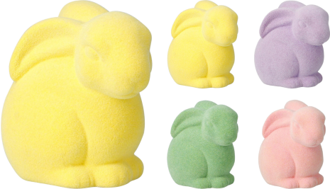 Flock Paas konijn 9x8cm assorti