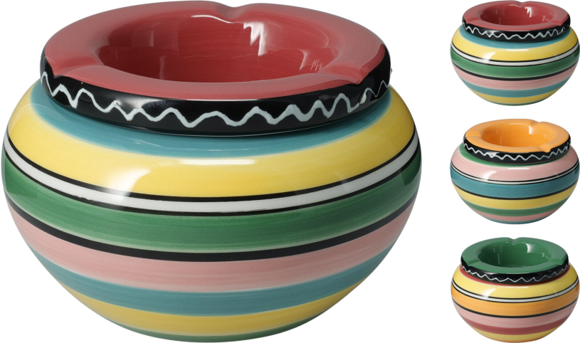 Asbak aardewerk met deksel 140x85mm