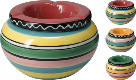 Asbak aardewerk met deksel 140x85mm