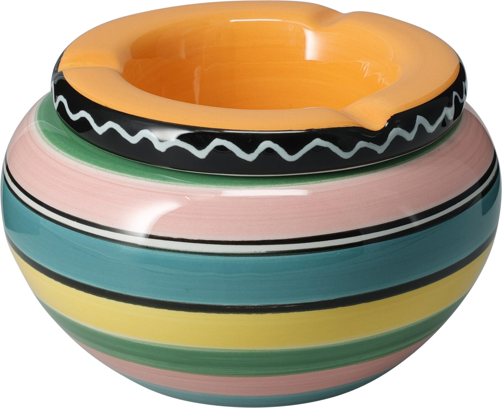 Asbak aardewerk met deksel 140x85mm