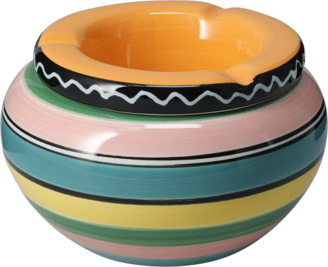 Asbak aardewerk met deksel 140x85mm