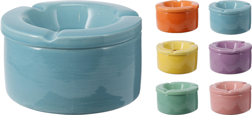 Asbak aardewerk met deksel 120x60mm