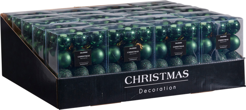 Kerstbal Onbreekbaar 3.00cm 24 stuks - Groen
