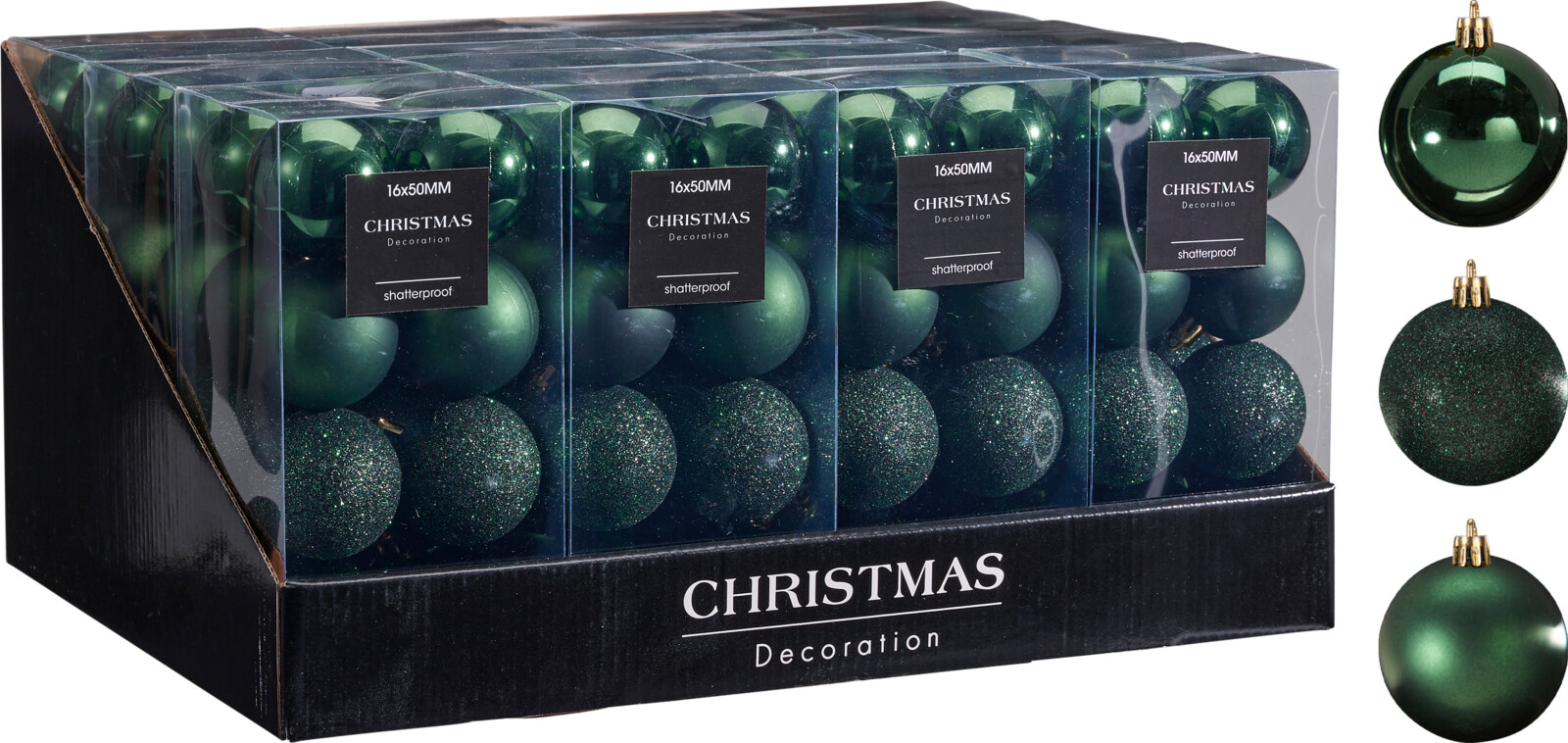 Kerstbal Onbreekbaar 5.00cm 16 stuks - Groen