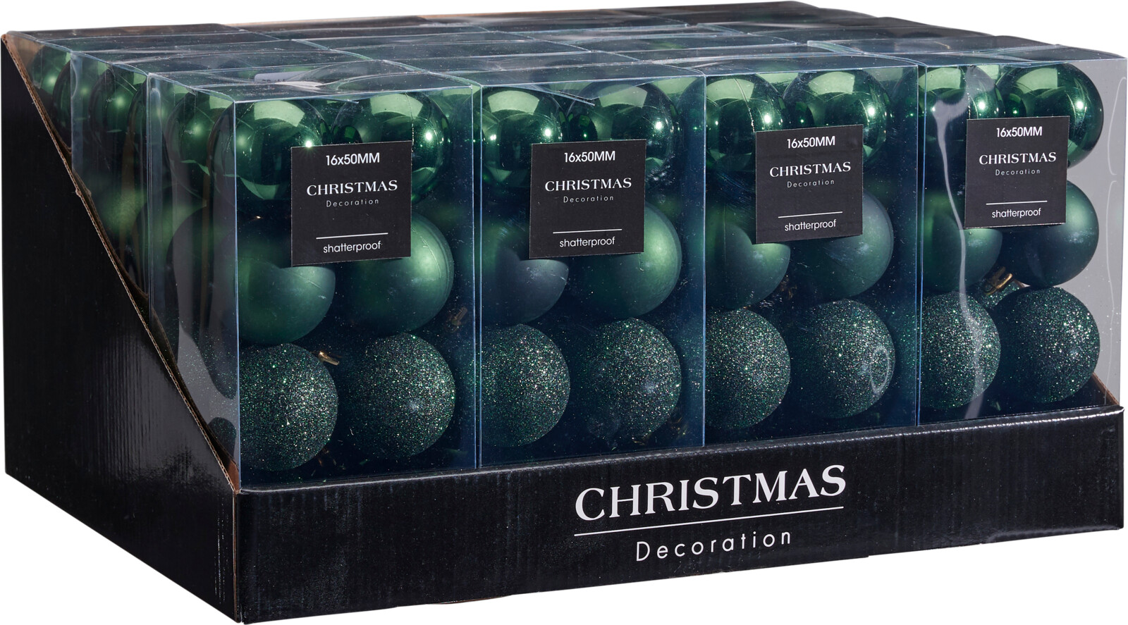 Kerstbal Onbreekbaar 5.00cm 16 stuks - Groen