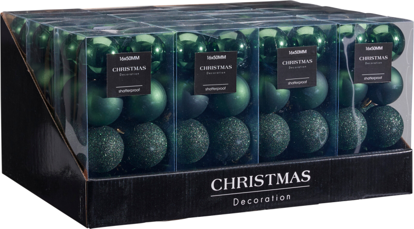 Kerstbal Onbreekbaar 5.00cm 16 stuks - Groen