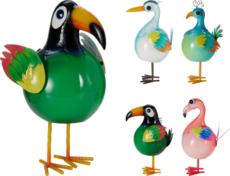 Decoratie Vogel metaal 23x18x38cm assorti