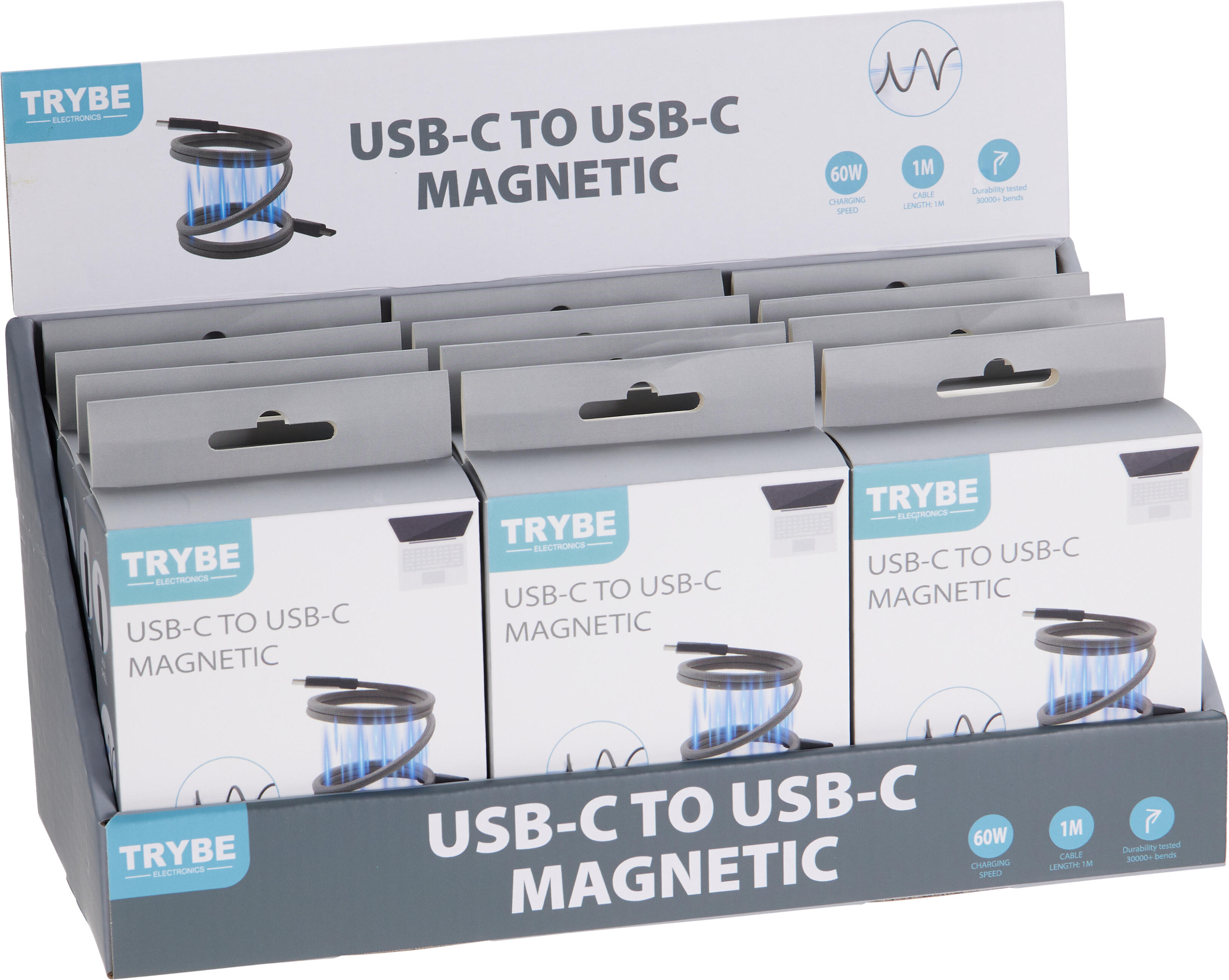 Trybe oplaadkabel USB-C / USB-C 1M magnetisch