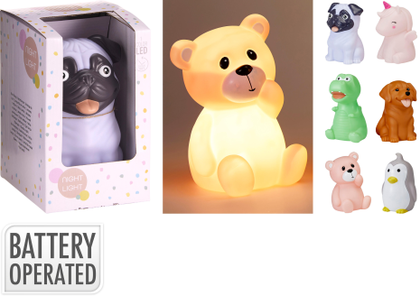 Nachtlamp Dieren 6 assorti