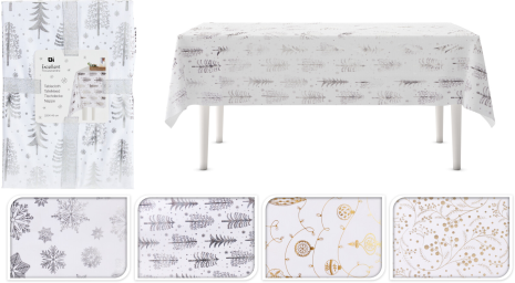 Kerst tafelkleed 145x220cm 4 assorti Foil