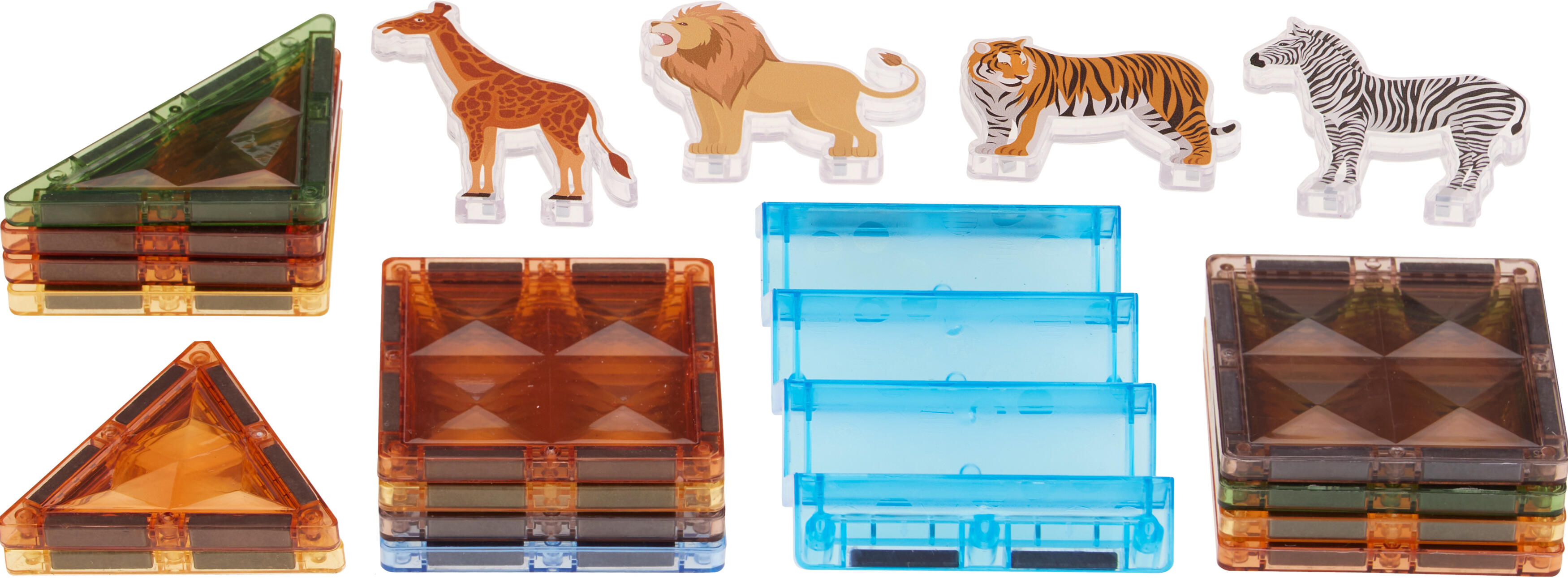 Magnetic tegels bouwstenen Animals 18-delig assorti