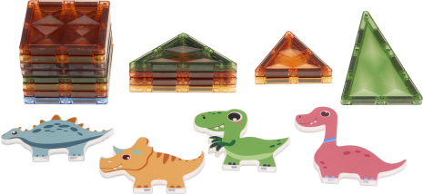 Magnetic tegels bouwstenen Animals 18-delig assorti