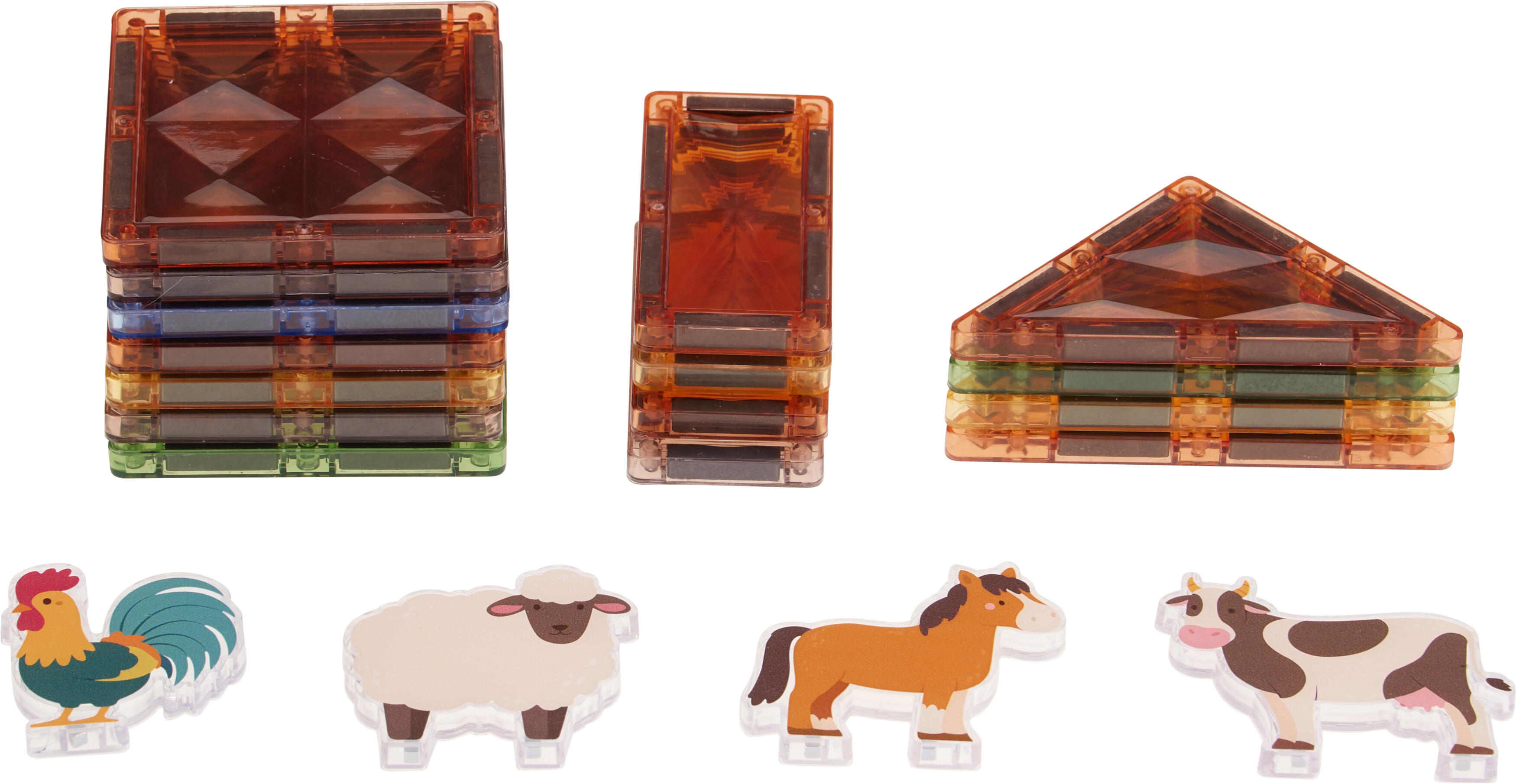 Magnetic tegels bouwstenen Animals 18-delig assorti